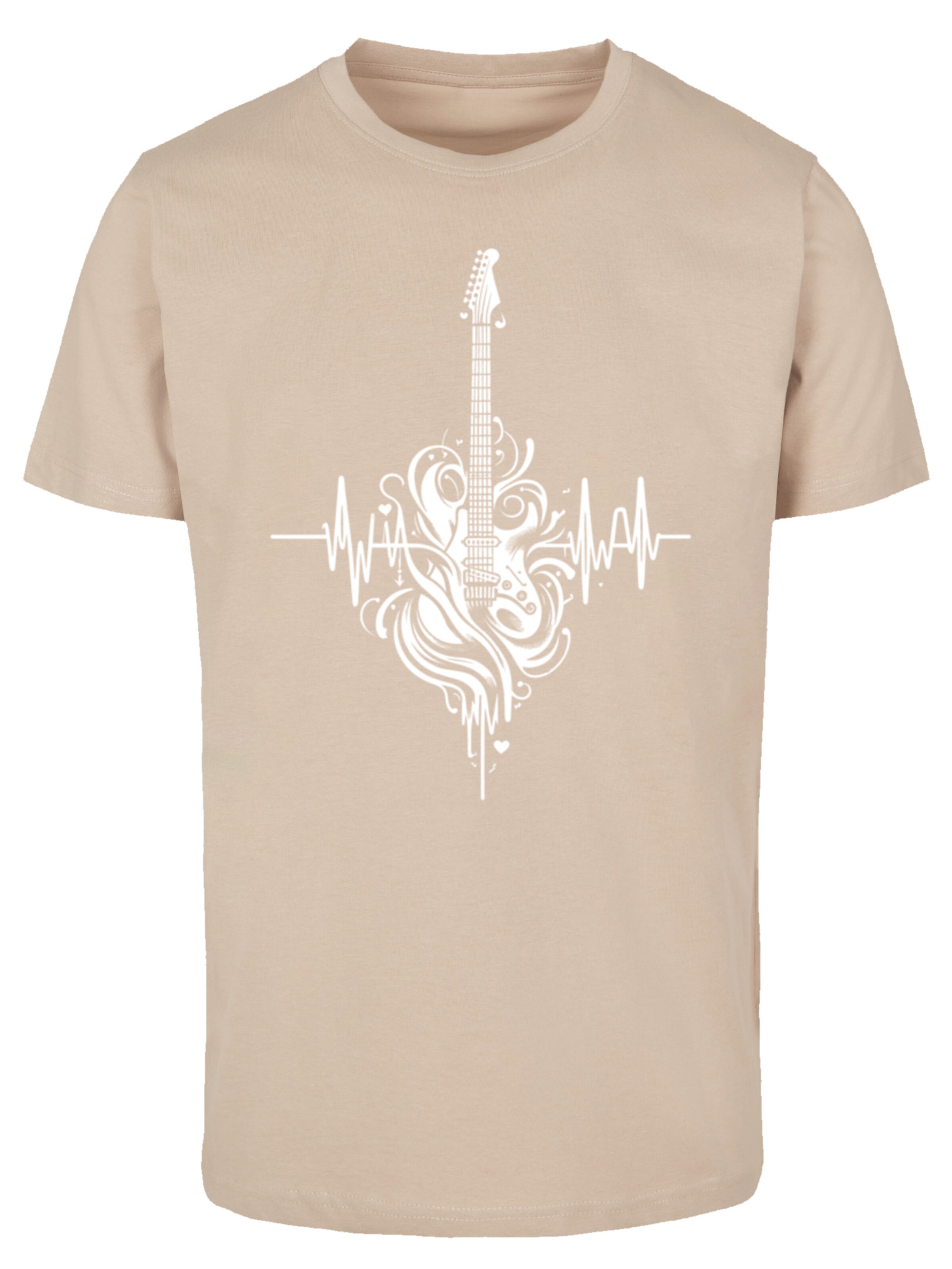 F4NT4STIC T-Shirt 'Gitarre Heartbeat' in Beige: Vorderseite