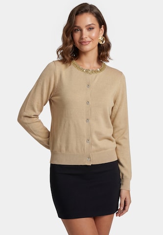 faina Knit Cardigan in Beige: front