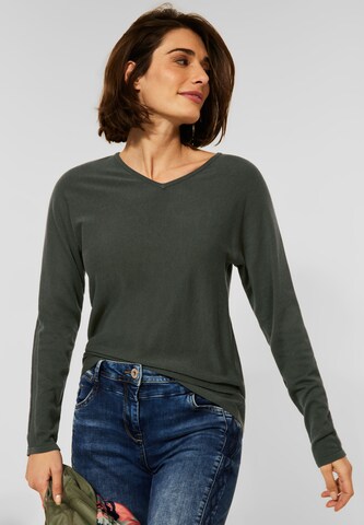 CECIL Basic Pullover in Unifarbe in Grün: front