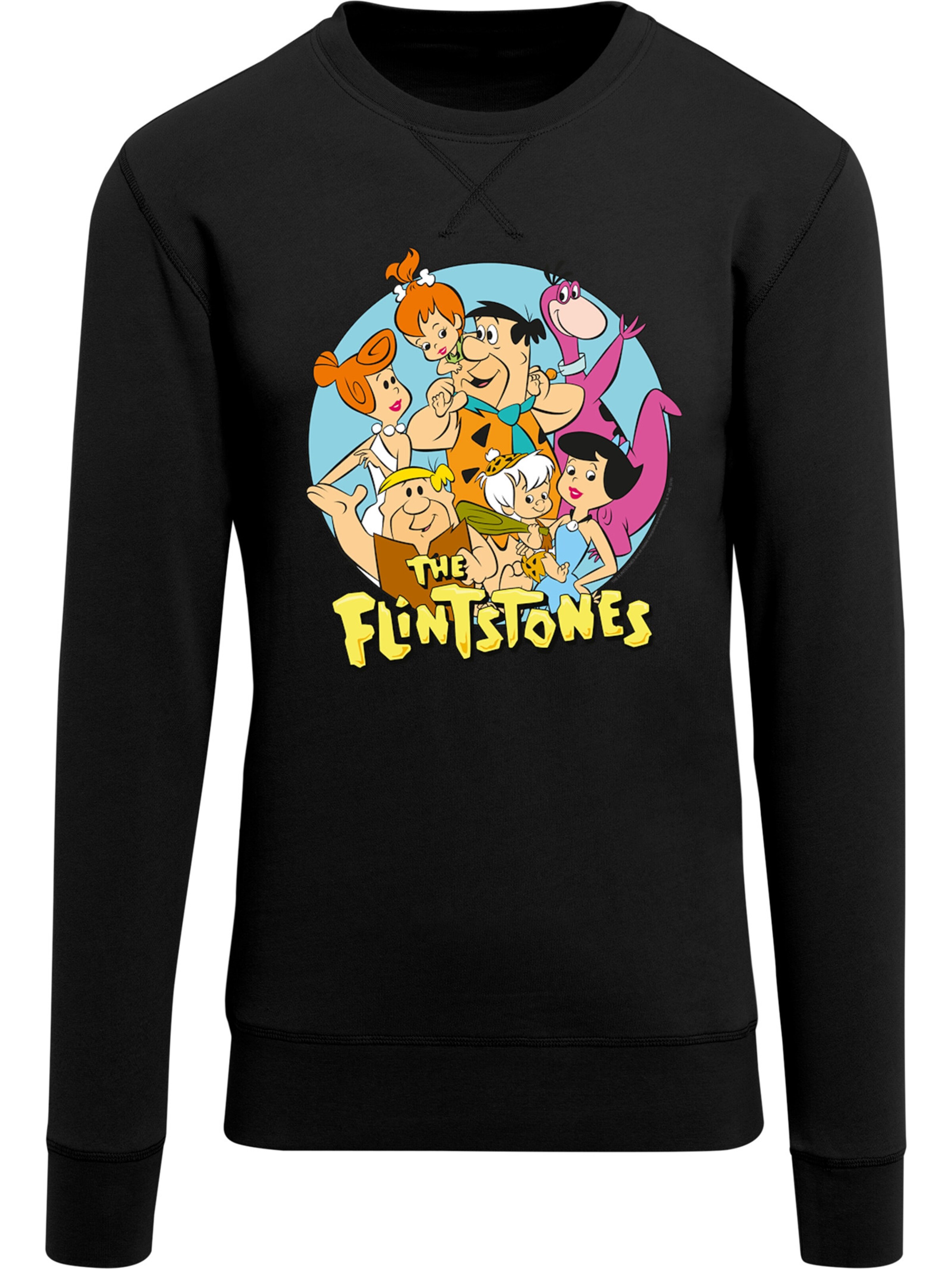 F4NT4STIC Sweatshirt 'Die Familie Feuerstein Group' in Zwart: voorkant