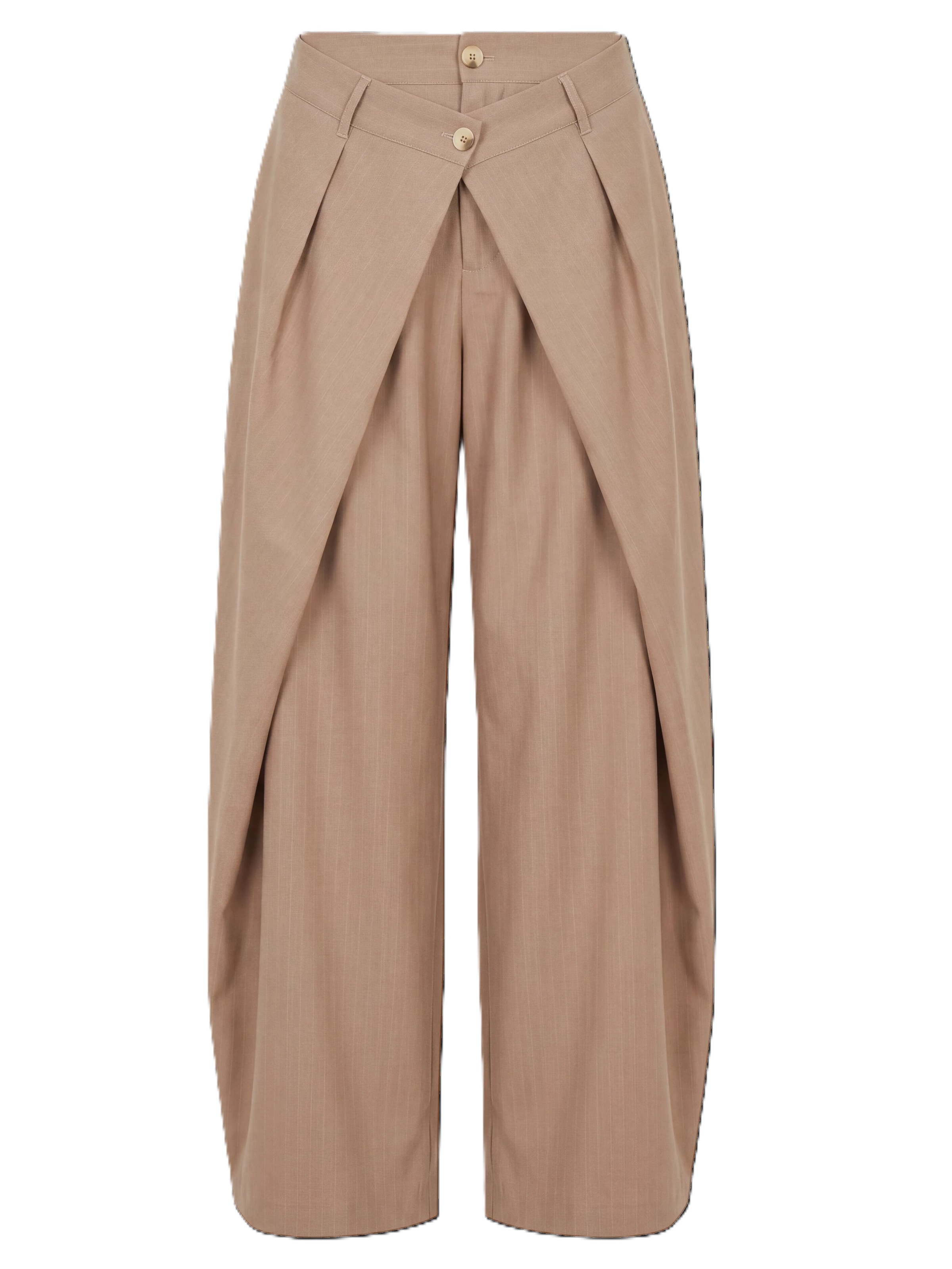 About You x Jessica Haller Loosefit Hose 'Pinstripe' in Beige: Vorderseite