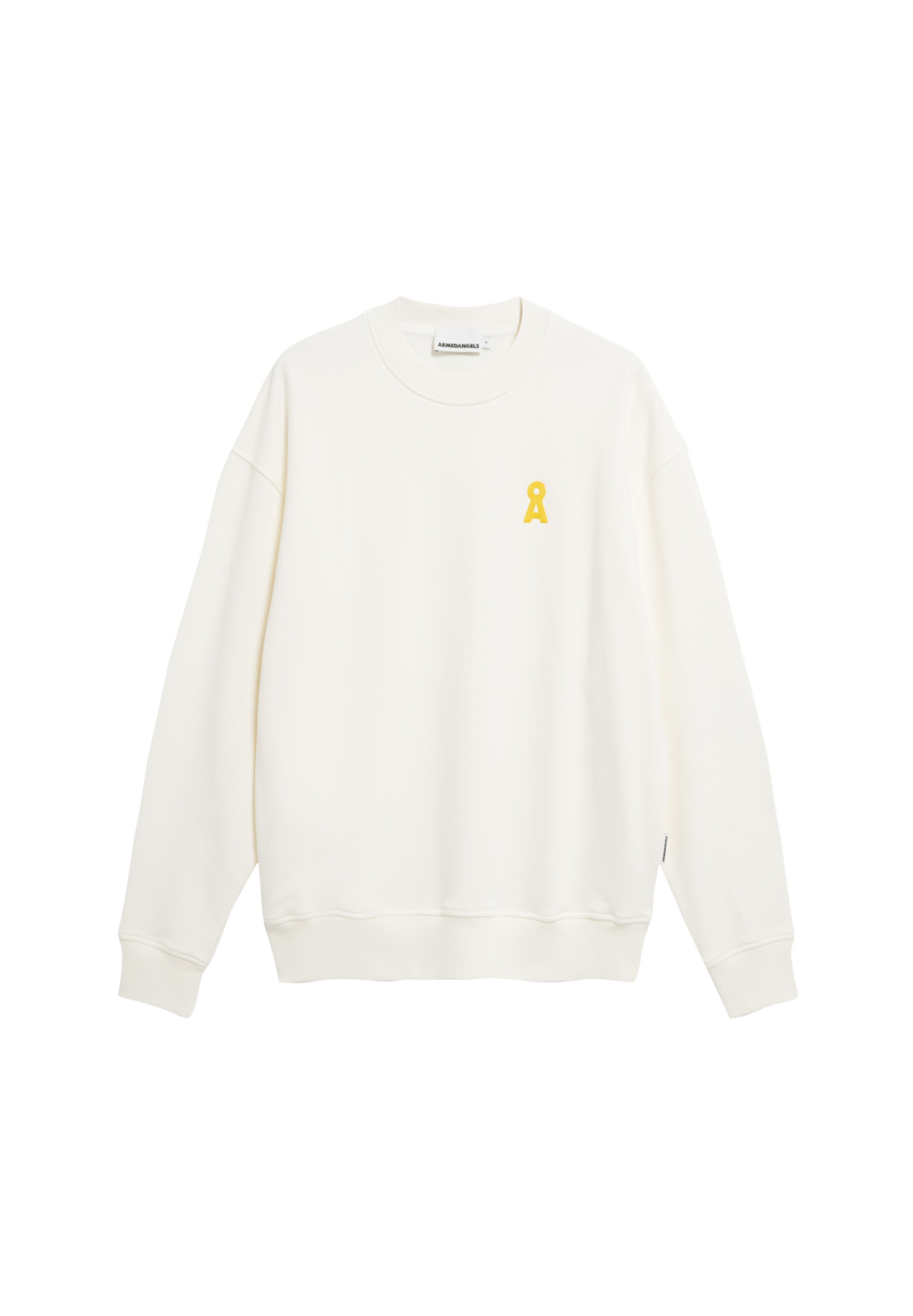ARMEDANGELS Sweatshirt 'EMAAL CREWNECK ICONIC Å' in Beige: voorkant