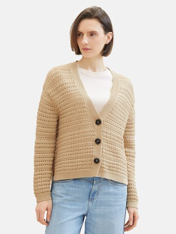 TOM TAILOR Knit cardigan in Beige: front