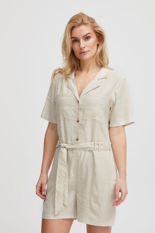 PULZ Jeans Jumpsuit 'Pzluca' in Beige: voorkant