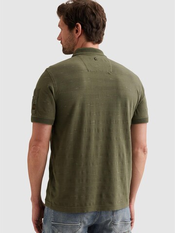 PME Legend T-shirt 'Polo shirt with stripe pattern and flight pocket' i grön