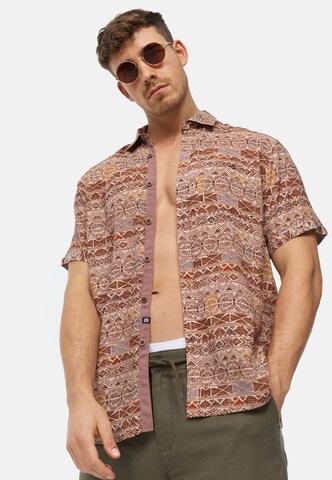 Coupe regular Chemise INDICODE JEANS en marron : devant