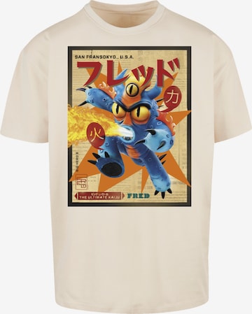 T-Shirt 'Big Hero 6 Fred Newspaper' F4NT4STIC en beige : devant
