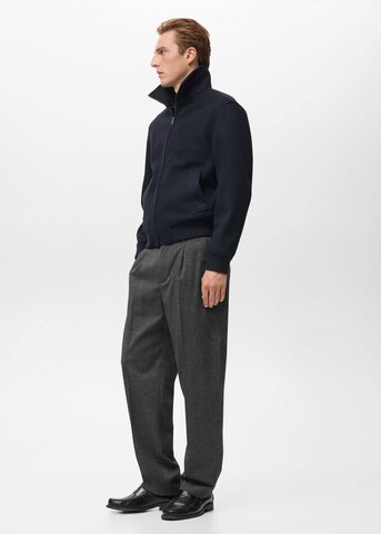 MANGO MAN Regular Pleat-Front Pants 'Piedra' in Grey