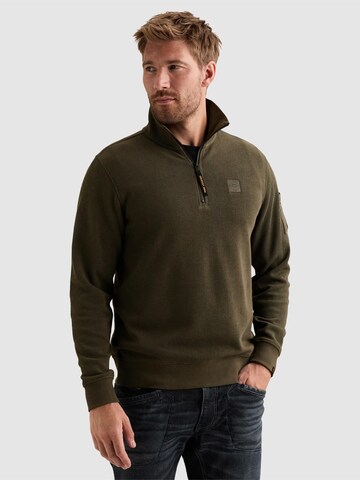 PME Legend Sweatshirt 'Sweatshirt with half-zip and flight pocket' in Groen: voorkant