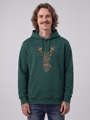 Watapparel Sweatshirt 'Floral Deer' in Grün: Vorderseite