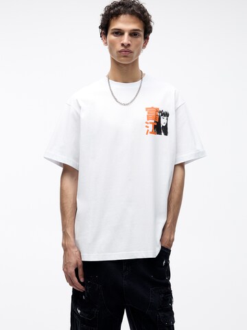 T-Shirt Pull&Bear en blanc : devant