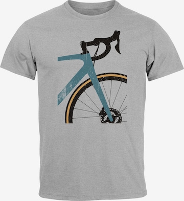 Neverless Shirt 'Rennrad' in Grau: Vorderseite