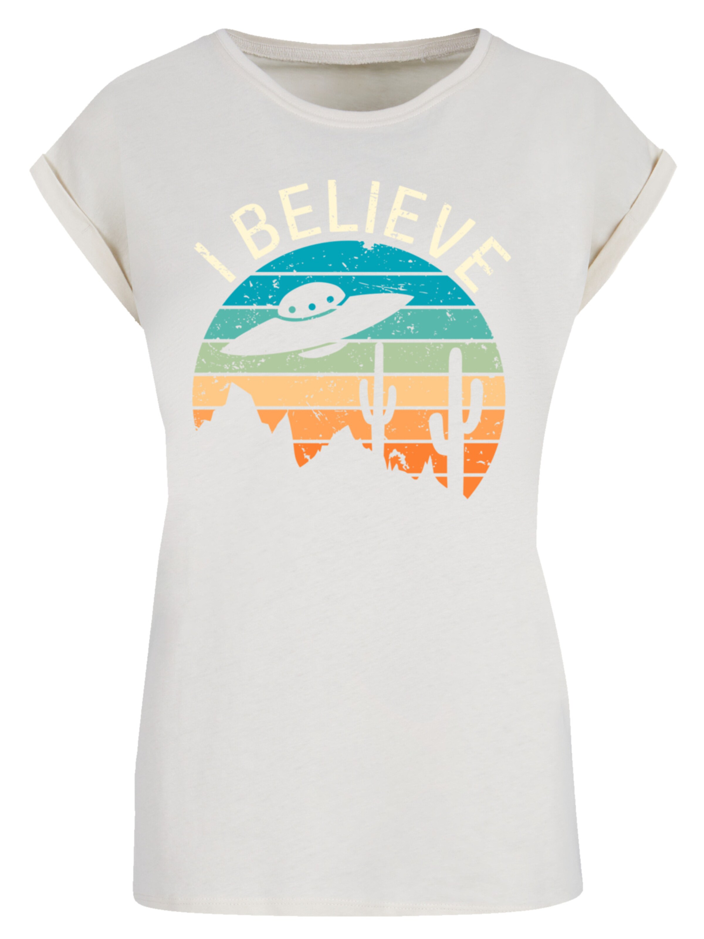 T-shirt 'I Believe UFO Alien Sonnenuntergang' F4NT4STIC en blanc : devant