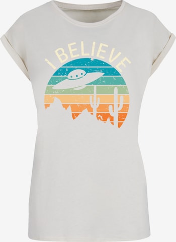 T-shirt 'I Believe UFO Alien Sonnenuntergang' F4NT4STIC en blanc : devant