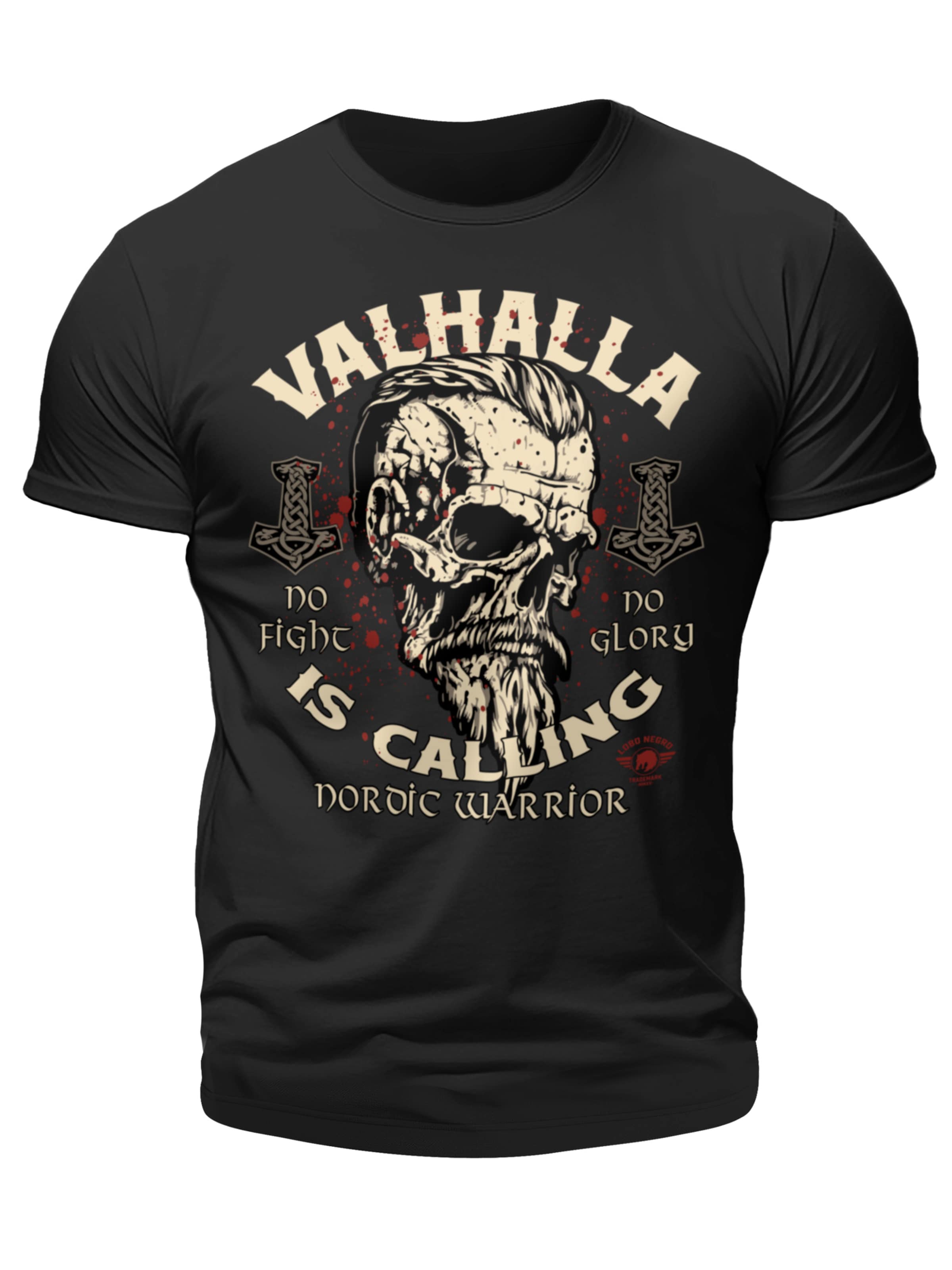Lobo Negro Shirt 'Valhalla is calling' in Black: front