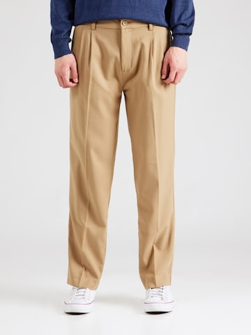 JACK & JONES Loose fit Trousers with creases 'JPSTKarl Julian' in Beige: front