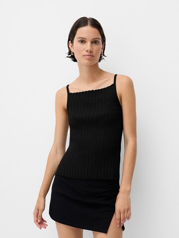 Top in maglia di Bershka in nero: frontale