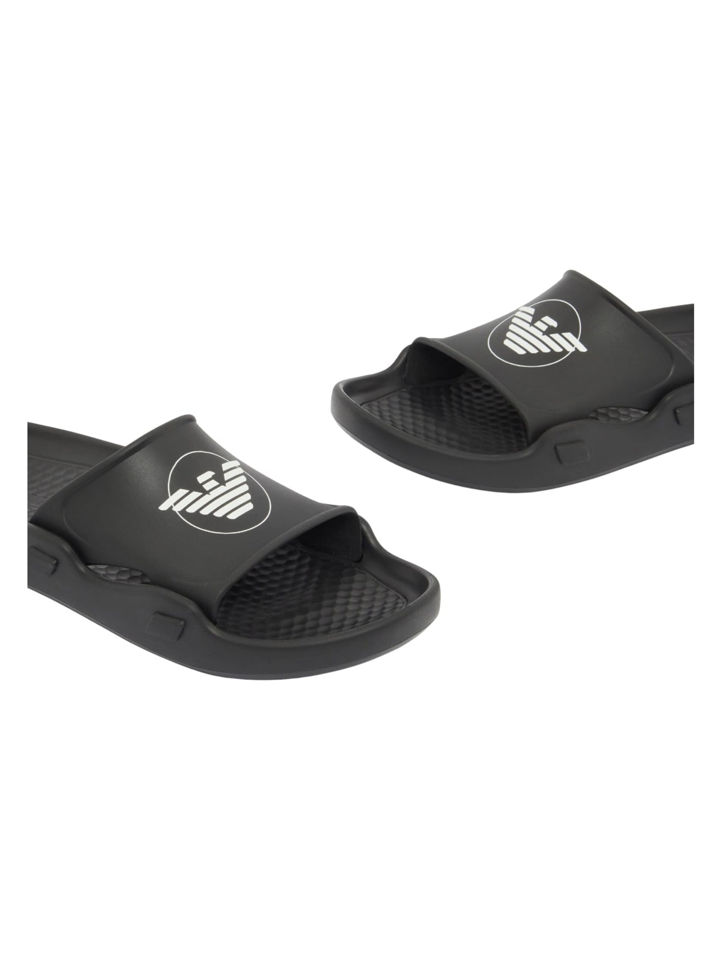 Emporio Armani - Zapatos abiertos 'Shaped Sliders with Eagle' en negro