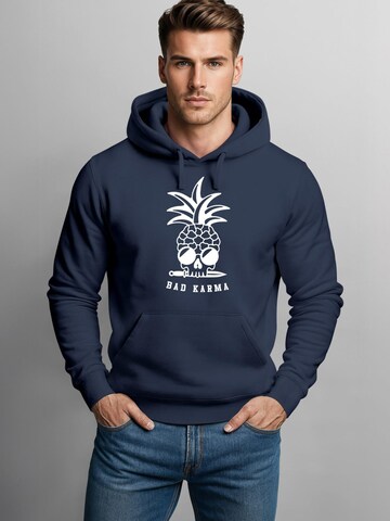 Neverless Sweatshirt 'Bad Karma Skull' in Blue: front
