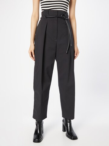 3.1 Phillip Lim - Loosefit Calças com pregas em preto: frente