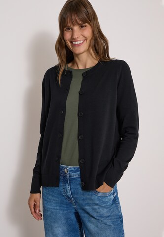 CECIL Cardigan mit Rundhals und Knopfleiste in Schwarz: Vorderseite