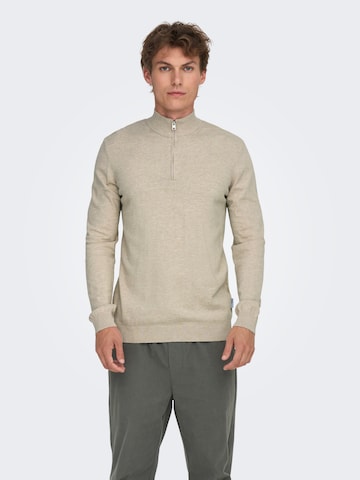 Pull-over 'ONSLoui' Only & Sons en beige : devant