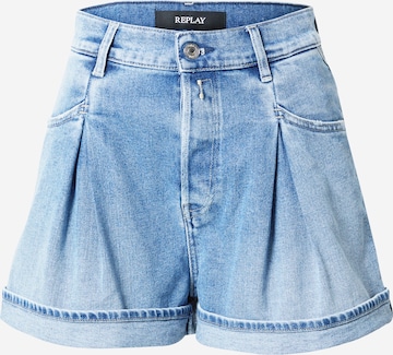 REPLAY Regular Bandplooi jeans in Blauw: voorkant