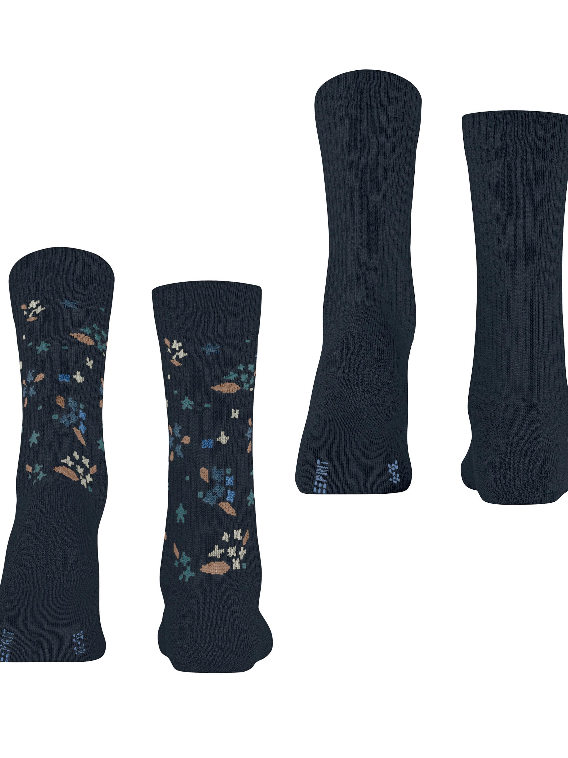 ESPRIT Socks 'Flower Rib 2-Pack' in Blue