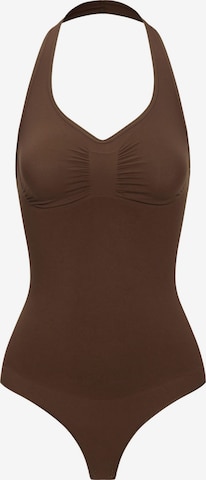Body modellante 'Neckholder Shapewear mit String' di cfab (formerly creamy fabrics) in marrone: frontale