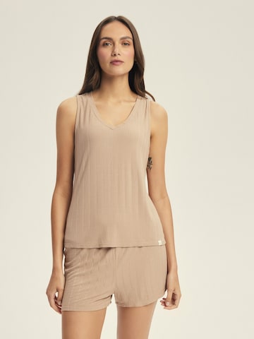 ESOTIQ Pyjama 'Jenius' in Beige: Vorderseite