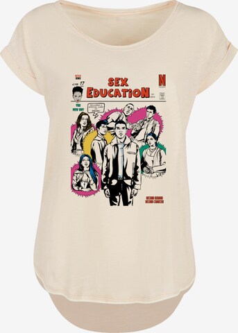 F4NT4STIC T-Shirt 'Sex Education Magazine Cover Netflix TV Serie' in Beige: predná strana