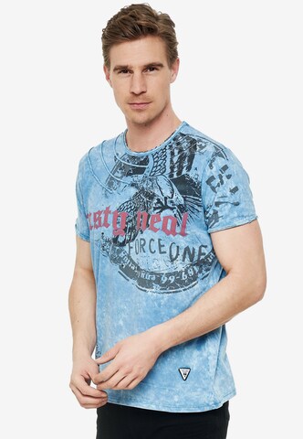 Rusty Neal Cooles T-Shirt mit angesagtem Print in Blau: predná strana