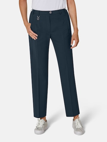 Goldner Regular Pleated Pants 'Carla' in Blue: front