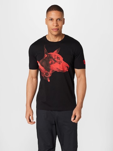 HUGO Red - Camiseta 'Dedigree' en negro: frente