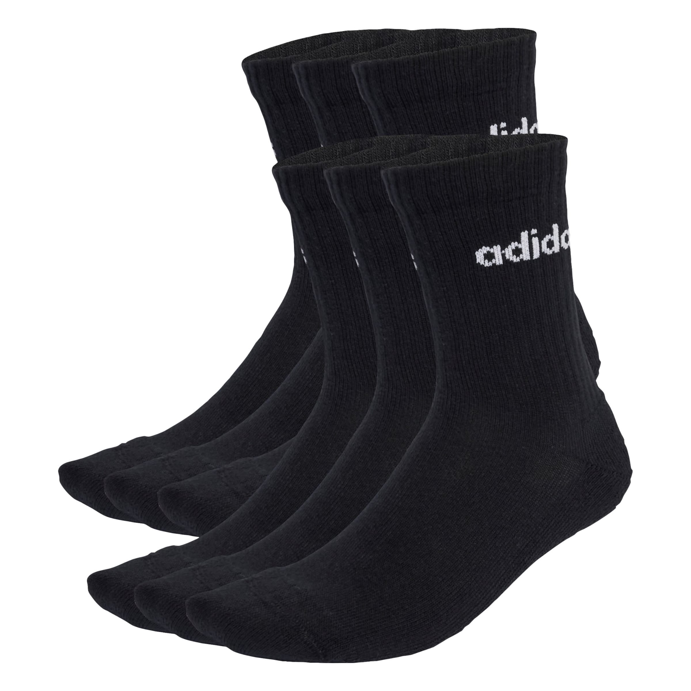 ADIDAS SPORTSWEAR - Calcetines deportivos 'Linear Crew Cushioned 6 Pair Pack' en negro: frente