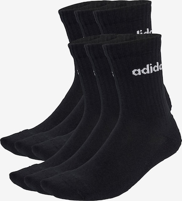 ADIDAS SPORTSWEAR Socks 'Linear Crew Cushioned 6 Pair Pack' in Black: front