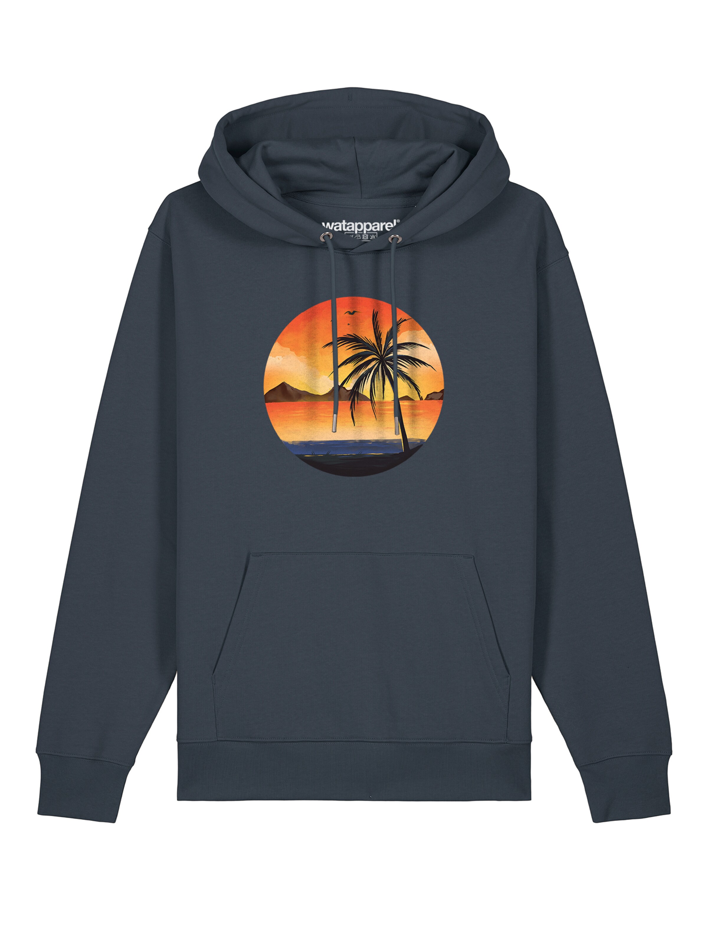 Watapparel Sweatshirt 'Sunset on palm beach' in Grau: Vorderseite