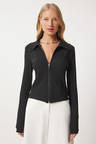 Happiness İstanbul Strickjacke in Schwarz: Vorderseite