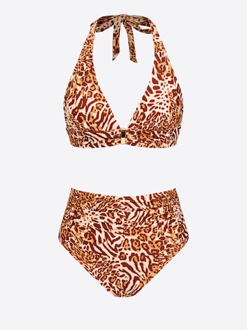 Cupshe Trojúhelníková Bikiny – hnědá: přední strana
