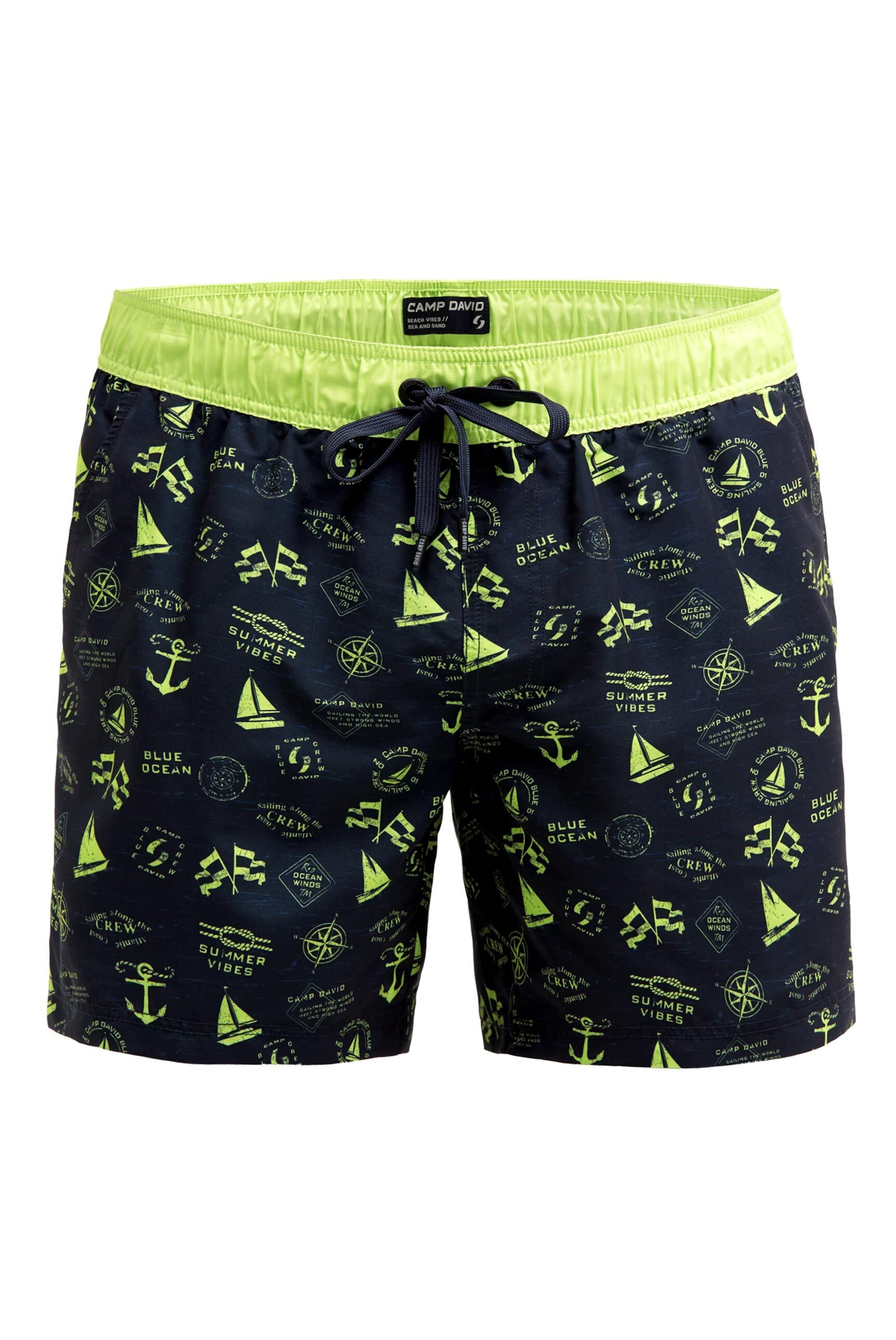 CAMP DAVID Badehose mit All Over Print in Blau: Vorderseite