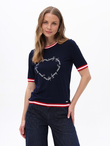 Passioni Shirt 'Navy T-Shirt mit Herz Motiv.' in Blue: front