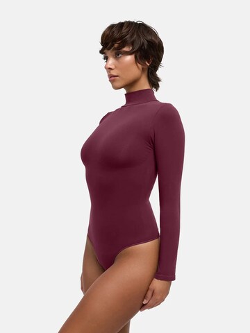 cfab Shaping bodysuit 'Clean Longsleeve Turtleneck Sculpting Bodysuit with Slip' in Red