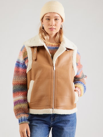 PIECES Vest 'PCJANELLE' in Brown: front