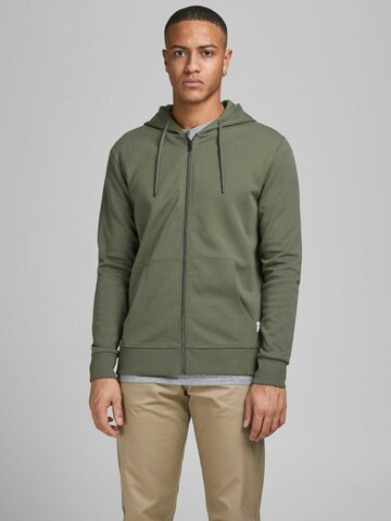 JACK & JONES Кофта на молнии в Зеленый: спереди