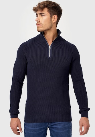 INDICODE JEANS Sweater 'Mayer' in Blue: front