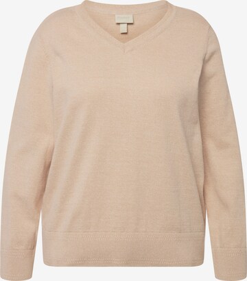 Ulla Popken Pullover  (GOTS) in Beige: predná strana