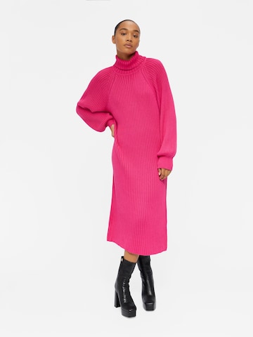 OBJECT Gebreide jurk 'Line' in Roze: voorkant