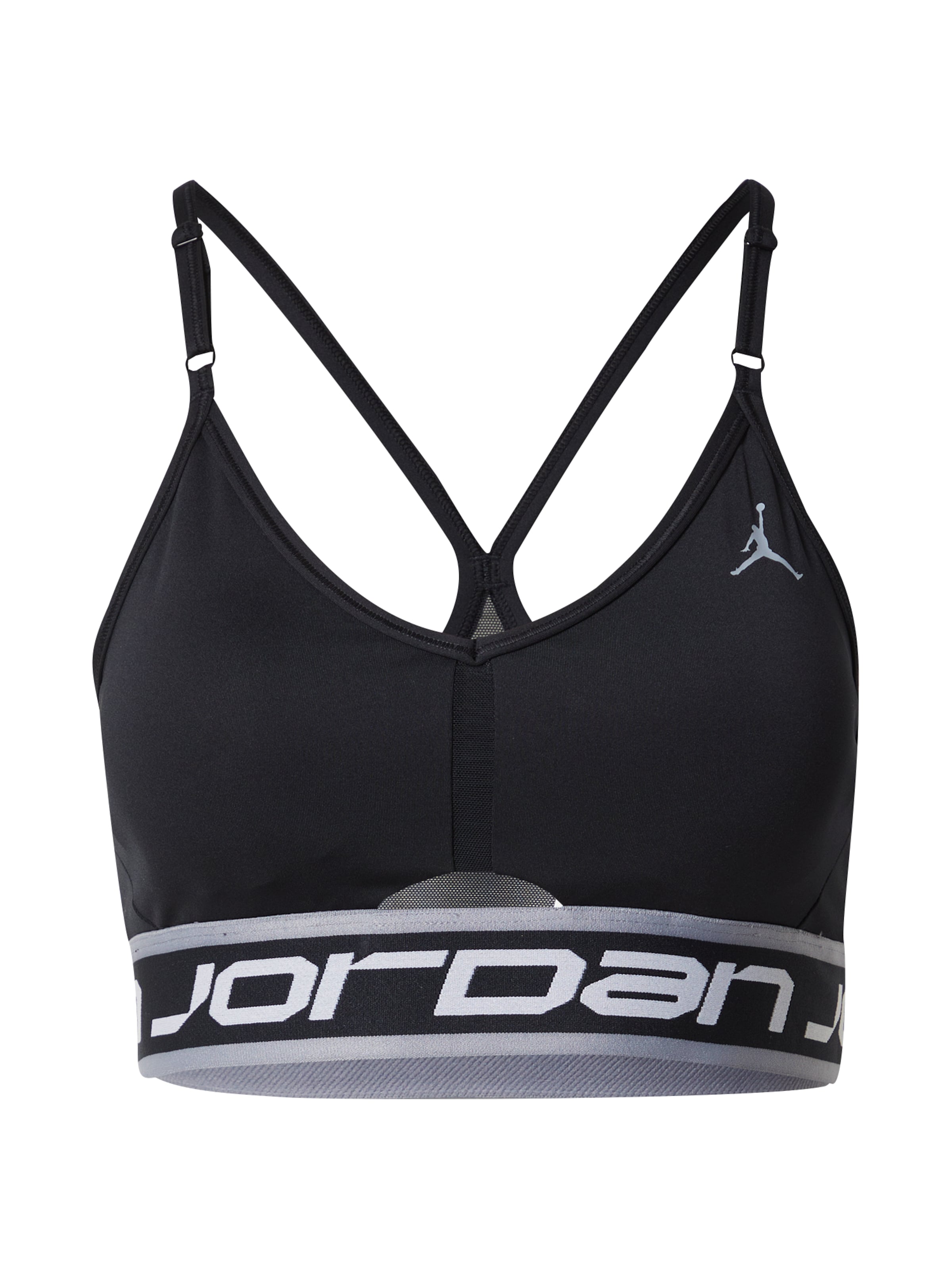 NIKE Sport-BH in silbergrau / schwarz, Produktansicht