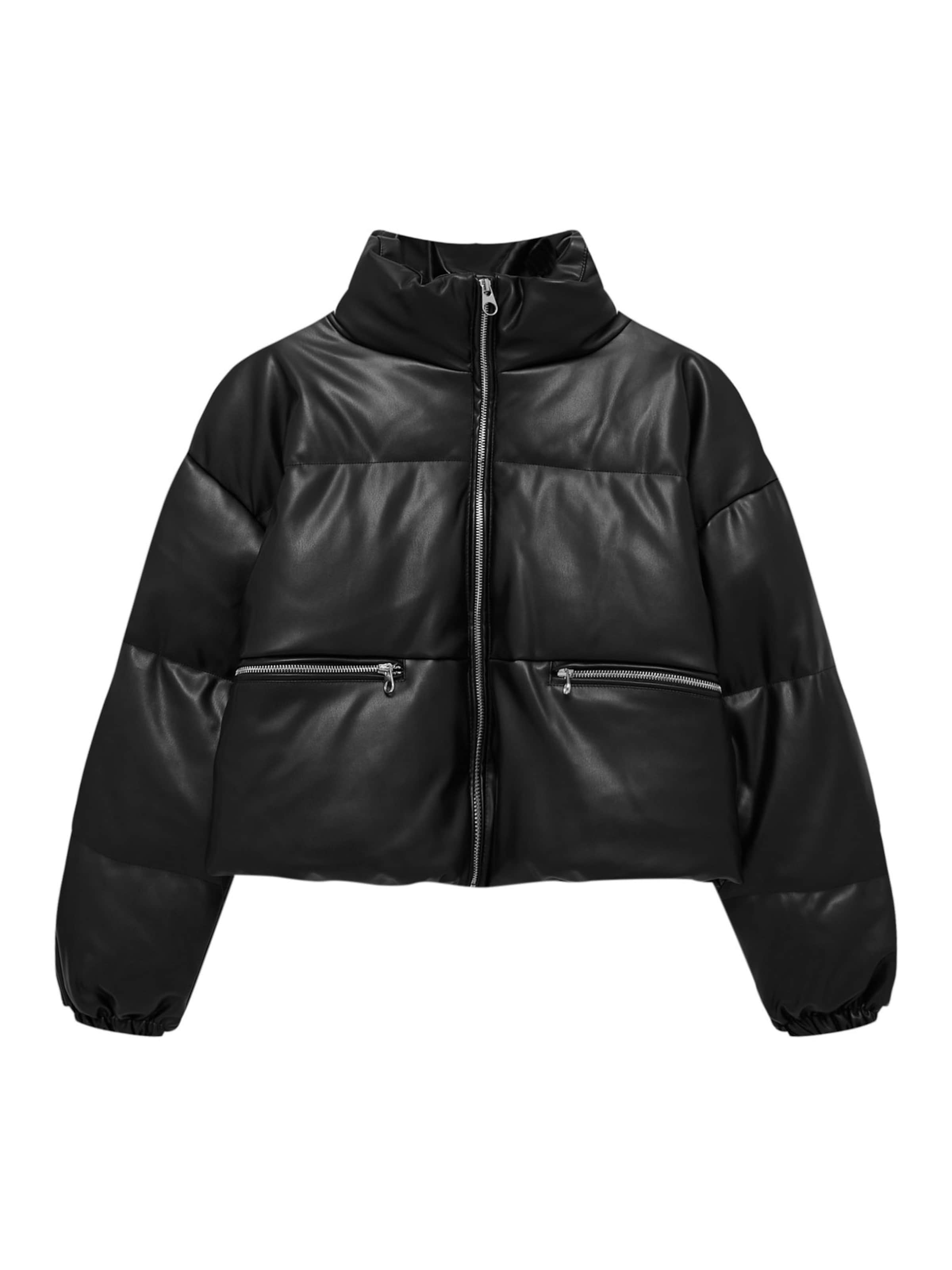 Pull&Bear Přechodná bunda – černá: přední strana