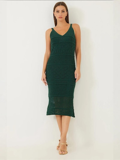 Bianco Lucci Strickkleid in S-M in dunkelgrün, Produktansicht